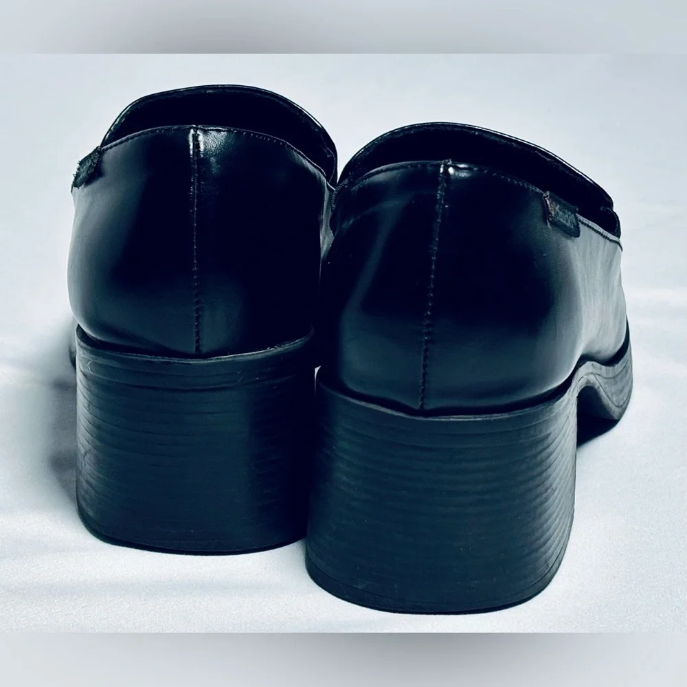 VTG 90s Y2K Mudd Sharpe Black Vegan Leather Chunky Platform Oxfords Women's 7M - Picture 5 of 6